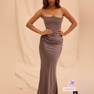 House of CB London PERSEPHONE Smoke Strapless Corset Maxi Dress, XS bigger cup